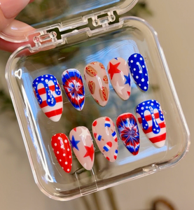 Patriotic custom acrylic nail set — handmade press-on nails